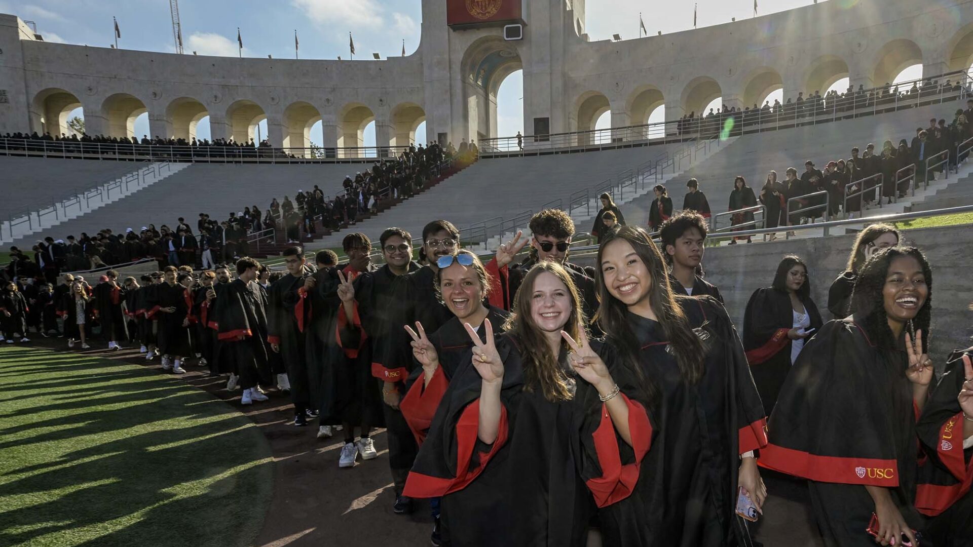 The student procession makes its way to their seats during new student convocation, Aug. 22, 2024.(USC Photo/Gus Ruelas)
